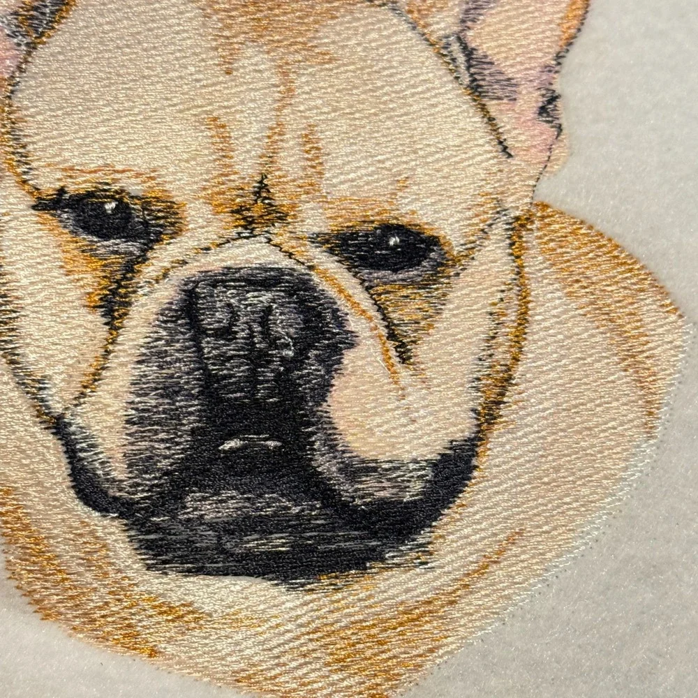 VTG Frenchie French Bulldog Breed Dog Head Portraits Handmade Embroidery Sew On